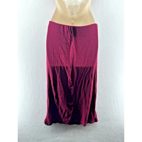 Intimately Free People Golden Hour Set Size M Skirt Crop Top Maroon Ribbed Twist - Picture 9 of 13